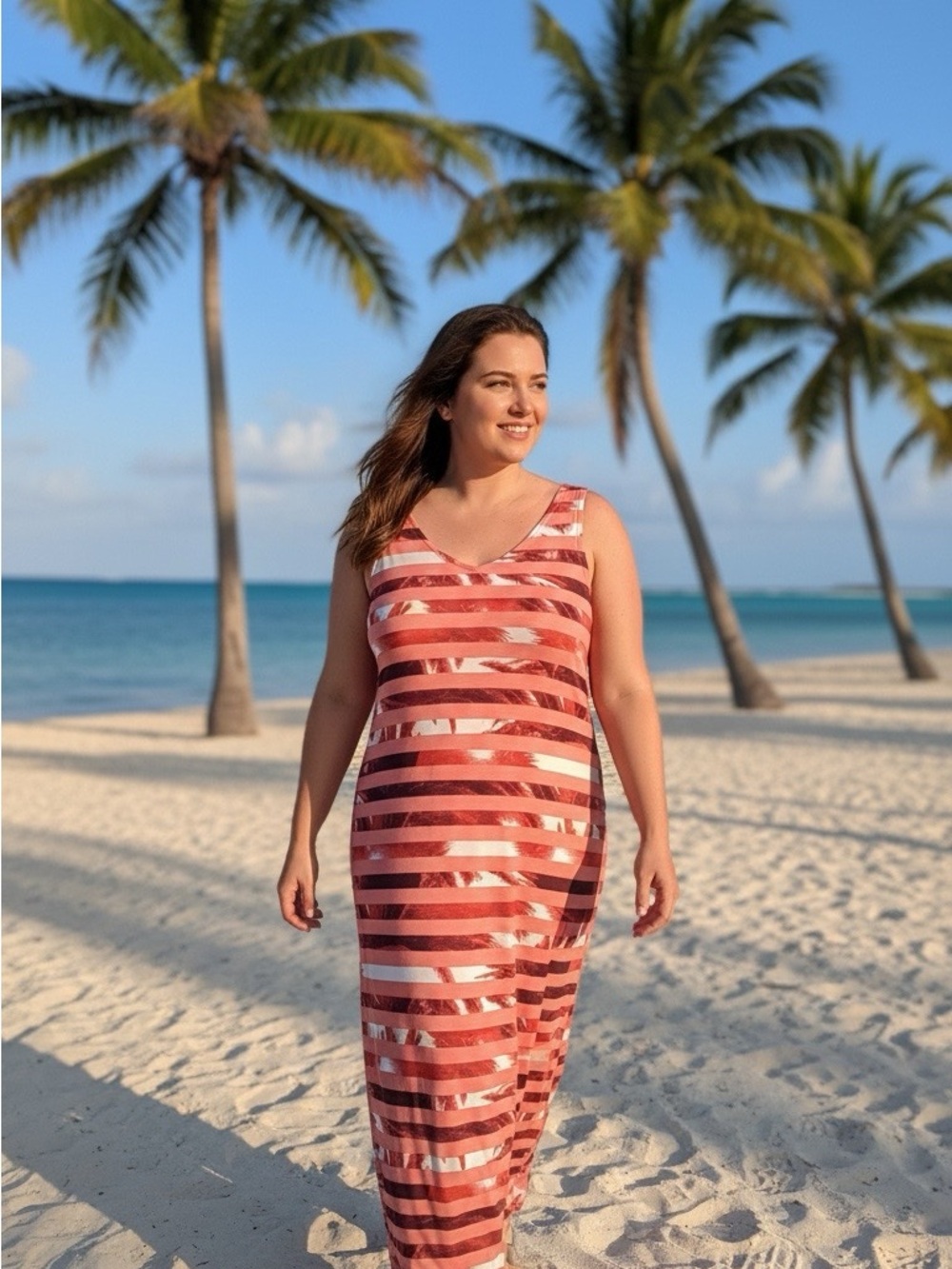 Apt. 9 Orange and White Striped Maxi Dress
